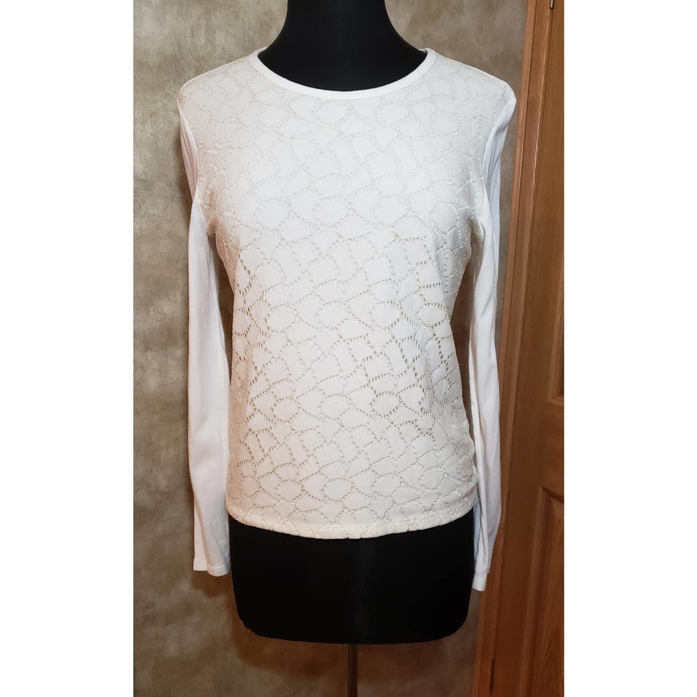 Jones New York size PM white long sleeve blouse